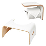 Pack - Tabouret de Toilette en Bois + Porte Papier Toilette assorti