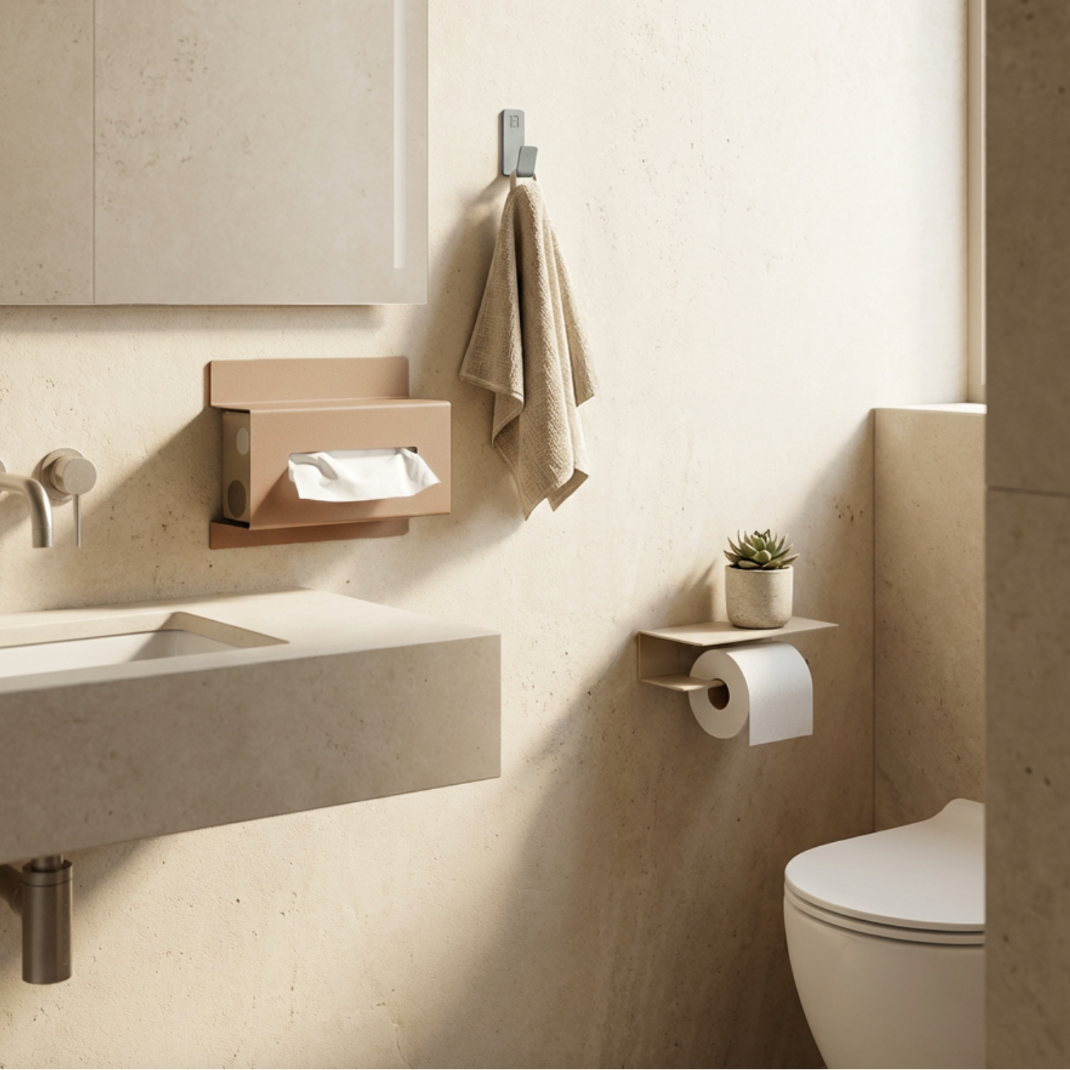 Support Boîte Mouchoirs Mural beige taupe