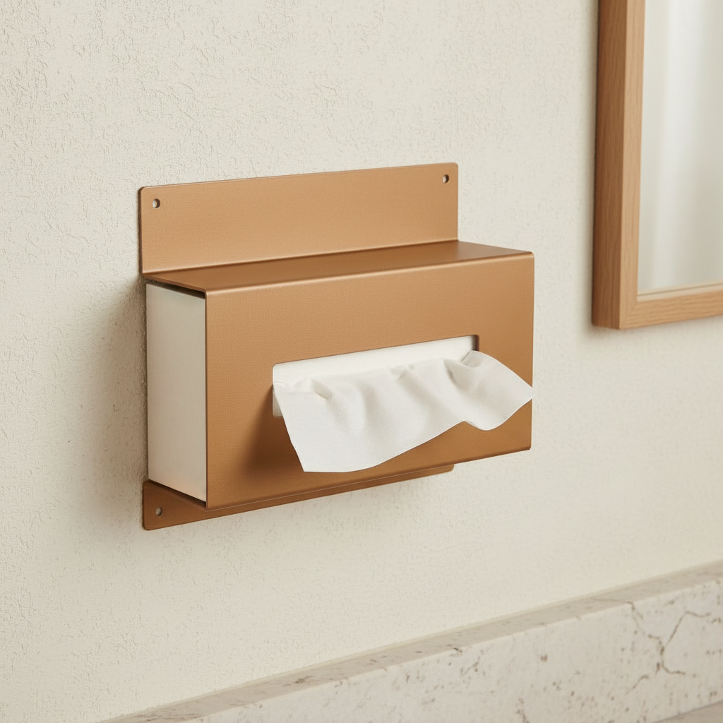 Support Boîte Mouchoirs Mural orange cuivre terracotta